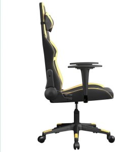 Fotel vidaXL Masujący fotel gamingowy, czarno-złoty, sztuczna skóra 4