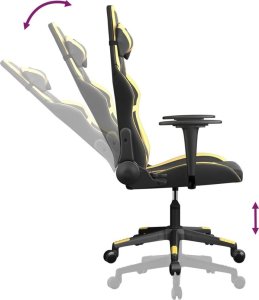 Fotel vidaXL Masujący fotel gamingowy, czarno-złoty, sztuczna skóra 5