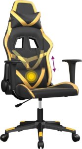Fotel vidaXL Masujący fotel gamingowy, czarno-złoty, sztuczna skóra 6
