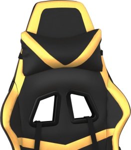 Fotel vidaXL Masujący fotel gamingowy, czarno-złoty, sztuczna skóra 9