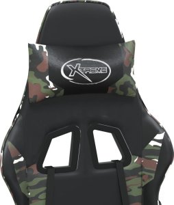 Fotel vidaXL Masujący fotel gamingowy, czarny i moro, sztuczna skóra 9