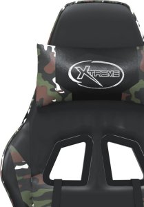 Fotel vidaXL Masujący fotel gamingowy, czarny i moro, sztuczna skóra 10