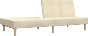 vidaXL Rozkładana kanapa 2-osobowa, kremowa, tapicerowana tkaniną 4