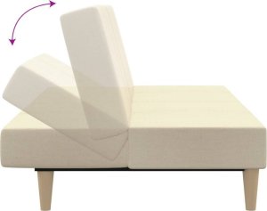 vidaXL Rozkładana kanapa 2-osobowa, kremowa, tapicerowana tkaniną 7