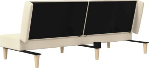vidaXL Rozkładana kanapa 2-osobowa, kremowa, tapicerowana tkaniną 8