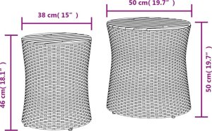 vidaXL Stoliki ogrodowe, 2 szt., drewniane blaty, szare, polirattan 11