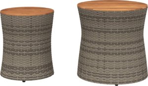 vidaXL Stoliki ogrodowe, 2 szt., drewniane blaty, szare, polirattan 4