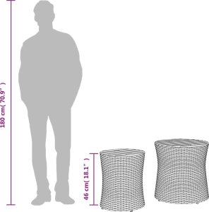 vidaXL Stoliki ogrodowe, 2 szt., drewniane blaty, szare, polirattan 10