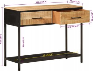 vidaXL Stolik konsolowy, 100x35x76 cm, lite drewno mango i żelazo 9