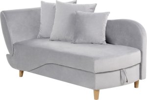 Beliani Szezlong z pojemnikiem welurowy lewostronny jasnoszary MERI II 4