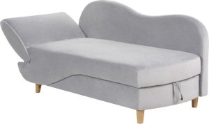 Beliani Szezlong z pojemnikiem welurowy lewostronny jasnoszary MERI II 5