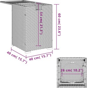 vidaXL Stolik/osłona z na butlę, brązowy, 40x40x60 cm, polirattan 11