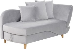 Beliani Szezlong z pojemnikiem welurowy prawostronny jasnoszary MERI II 4