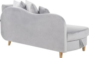 Beliani Szezlong z pojemnikiem welurowy prawostronny jasnoszary MERI II 8