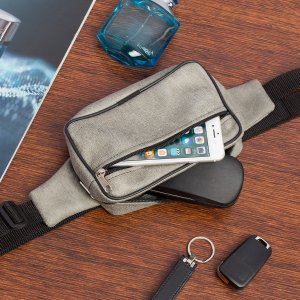 Beltimore Męska saszetka biodrówka nerka na pas regulowana skóra eko szara F48 2