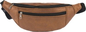 Beltimore Męska saszetka biodrówka nerka na pas regulowana brązowa F49 3