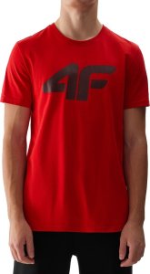 4f T-shirt męski 4F Koszulka regular z nadrukiem czerwony S 1