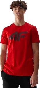 4f T-shirt męski 4F Koszulka regular z nadrukiem czerwony S 2
