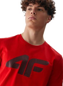 4f T-shirt męski 4F Koszulka regular z nadrukiem czerwony S 3