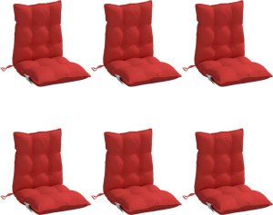 vidaXL Poduszki na krzesła z niskim oparciem, 6 szt., czerwone 3