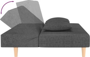 vidaXL 2-osobowa kanapa, 2 poduszki, ciemnoszara, tapicerowana tkaniną 8