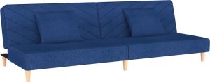vidaXL 2-osobowa kanapa, 2 poduszki, niebieska, tapicerowana tkaniną 2
