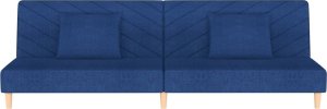 vidaXL 2-osobowa kanapa, 2 poduszki, niebieska, tapicerowana tkaniną 4