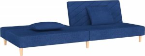 vidaXL 2-osobowa kanapa, 2 poduszki, niebieska, tapicerowana tkaniną 5
