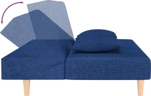 vidaXL 2-osobowa kanapa, 2 poduszki, niebieska, tapicerowana tkaniną 8