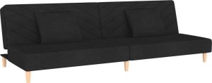 vidaXL 2-osobowa kanapa, 2 poduszki, czarna, tapicerowana tkaniną 2