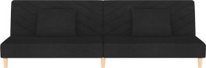 vidaXL 2-osobowa kanapa, 2 poduszki, czarna, tapicerowana tkaniną 4