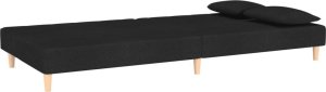 vidaXL 2-osobowa kanapa, 2 poduszki, czarna, tapicerowana tkaniną 6