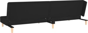 vidaXL 2-osobowa kanapa, 2 poduszki, czarna, tapicerowana tkaniną 7