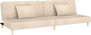 vidaXL 2-osobowa kanapa, 2 poduszki, kremowa, tapicerowana tkaniną 2