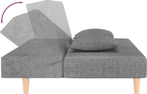 vidaXL 2-osobowa kanapa, 2 poduszki, jasnoszara, tapicerowana tkaniną 8