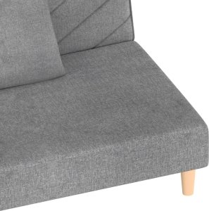 vidaXL 2-osobowa kanapa, 2 poduszki, jasnoszara, tapicerowana tkaniną 9