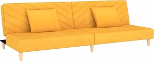 vidaXL 2-osobowa kanapa, 2 poduszki, żółta, tapicerowana tkaniną 2