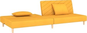 vidaXL 2-osobowa kanapa, 2 poduszki, żółta, tapicerowana tkaniną 5
