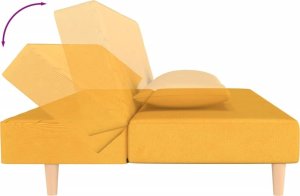 vidaXL 2-osobowa kanapa, 2 poduszki, żółta, tapicerowana tkaniną 8