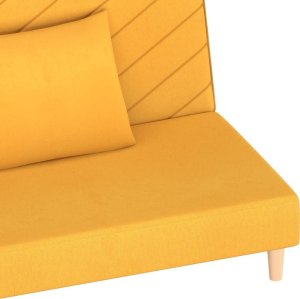 vidaXL 2-osobowa kanapa, 2 poduszki, żółta, tapicerowana tkaniną 9