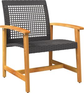 vidaXL 3-częściowy zestaw mebli bistro, czarny, rattan PE i drewno akacjowe 4