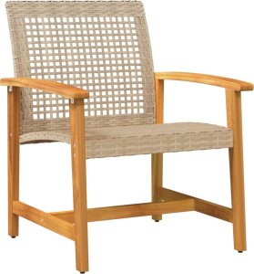 vidaXL 3-częściowy zestaw mebli bistro, beżowy, rattan PE i drewno akacjowe 4