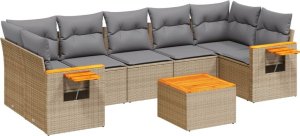 vidaXL 8-częściowy zestaw mebli ogrodowych z poduszkami, beżowy, polirattan 2