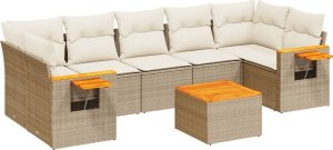 vidaXL 8-częściowy zestaw mebli ogrodowych z poduszkami, beżowy, polirattan 2