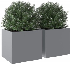 vidaXL Donice, 2 szt., srebrne, 32x30x29 cm, stal galwanizowana 4