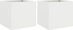 vidaXL Donice, 2 szt., białe, 32x30x29 cm, stal walcowana na zimno 2