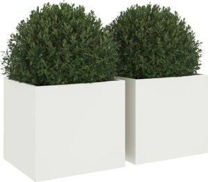 vidaXL Donice, 2 szt., białe, 32x30x29 cm, stal walcowana na zimno 4