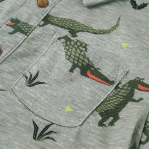 vidaXL Koszula dziecięca z krótkimi rękawami, jasne khaki melanżowe, 104 4