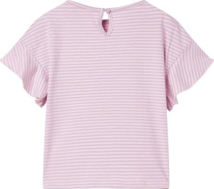 vidaXL Koszulka dziecięca z falbankowymi rękawkami, liliowa, 104 2