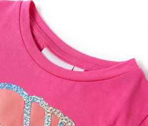 vidaXL Koszulka dziecięca z krótkimi rękawami, ciemnoróżowa, 128 3